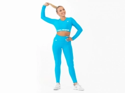 Crussis Crop Top dámský dlouhý rukáv TYRKYS