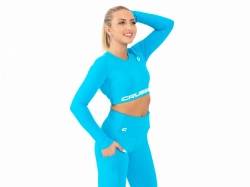 Crussis Crop Top dámský dlouhý rukáv TYRKYS