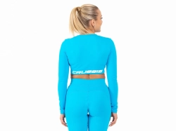 Crussis Crop Top dámský dlouhý rukáv TYRKYS