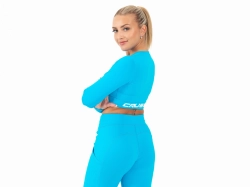 Crussis Crop Top dámský dlouhý rukáv TYRKYS