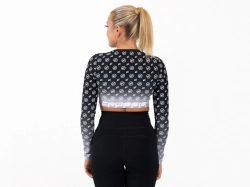 Crussis Crop Top dámský dlouhý rukáv BLACK OMBRE