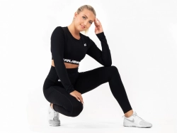 Crussis Crop Top dámský dlouhý rukáv BLACK