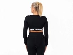 Crussis Crop Top dámský dlouhý rukáv BLACK