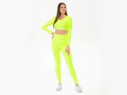 Crussis Legíny s vysokým pasem dámské NEON YELLOW