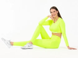 Crussis Legíny s vysokým pasem dámské NEON YELLOW