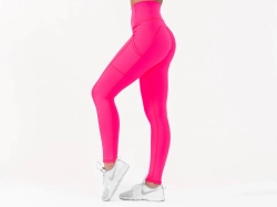Crussis Legíny s vysokým pasem dámské NEON PINK