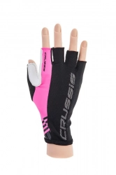 Crussis Cyklistické rukavice černá/růžová fluo XL