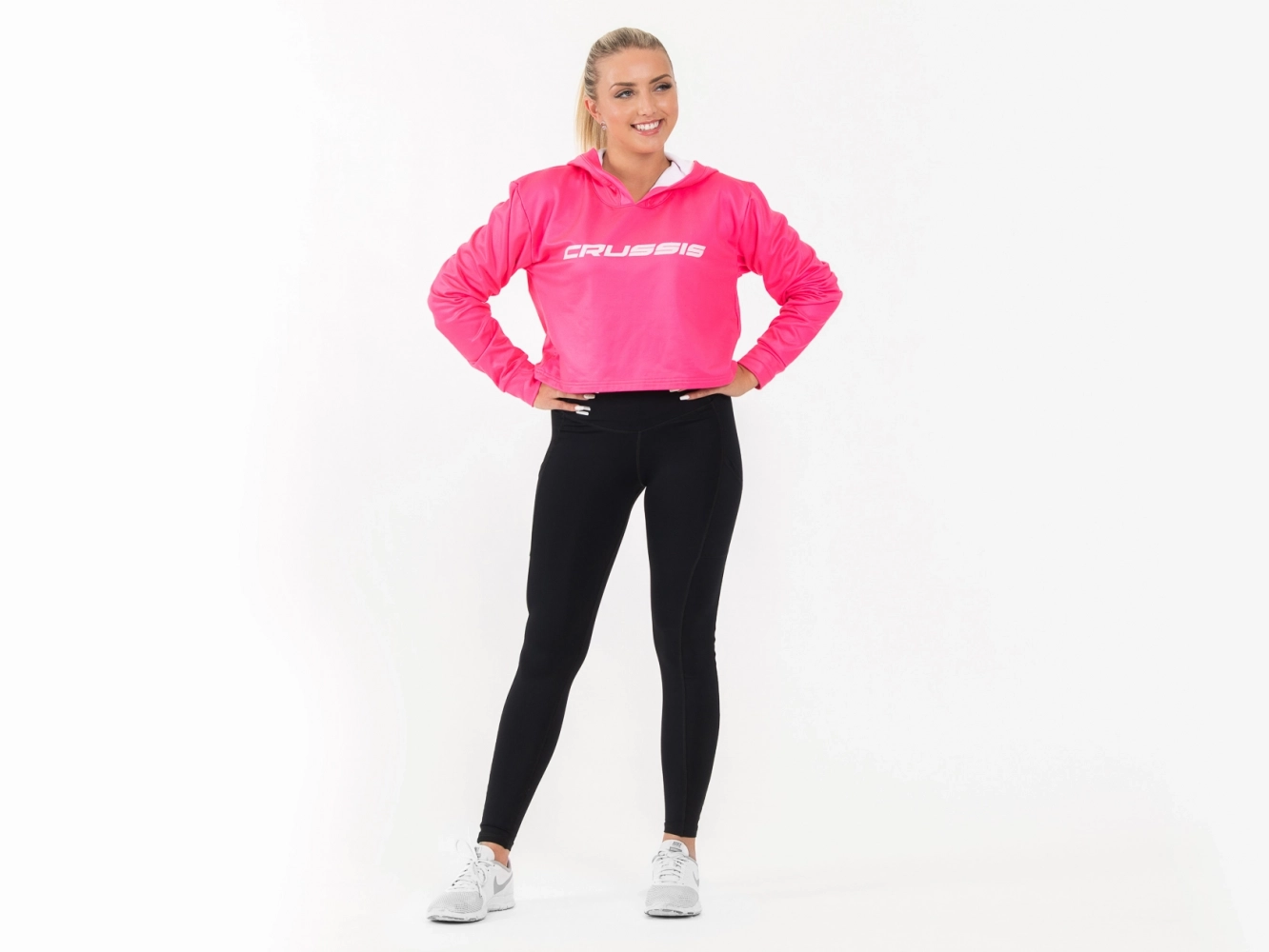 Crussis Crop mikina dámská krátká NEON PINK